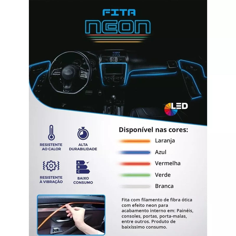 Fita de Led Luz Interna Neon Painel Tuning - 3 Metros