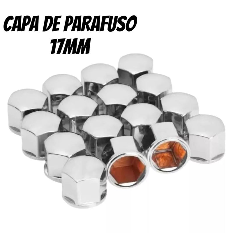 Capa de Parafuso Plástico Cromado 17mm/19mm - 16 Peças