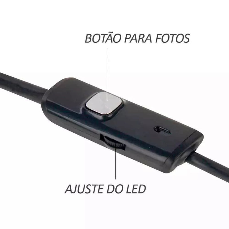 Micro Câmera Endoscópica USB Sonda Celular/PC - 2 Metros