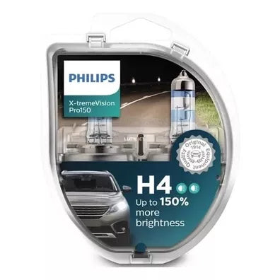 Par de Lâmpada PHILIPS H4 X-treme Vision Pro 150%