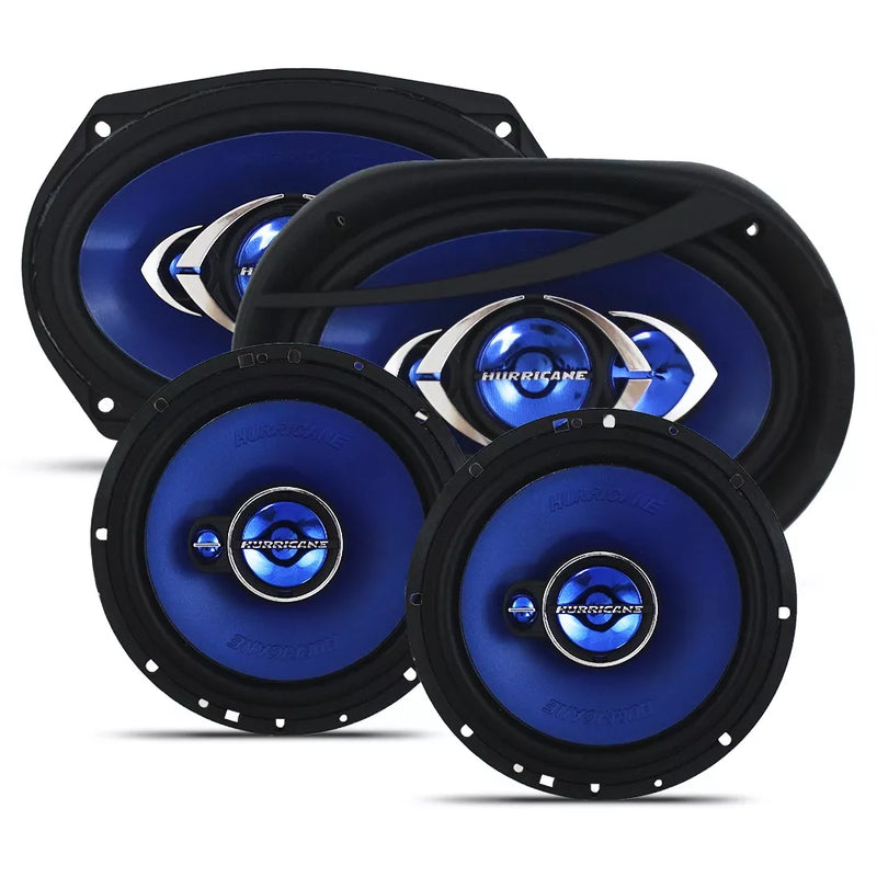 Kit 2x Alto Falante 6 Pol 100w Rms Triaxial + 2x 6x9 Pol 180w Rms CM-6X9 Quadriaxial Hurricane Kit Fácil 280w Rms