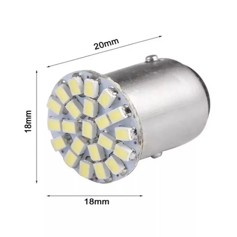 Par de Lâmpadas 2 Polos lanterna traseira Freio Vermelha 22 Leds 12v