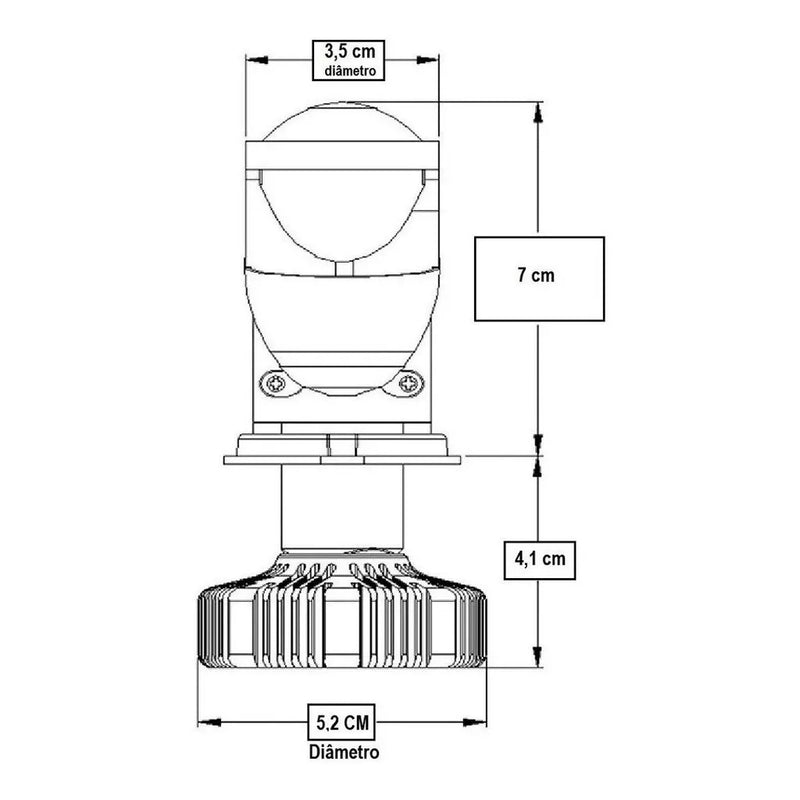 Kit Farol Led Lampada H4 Mini Projetor