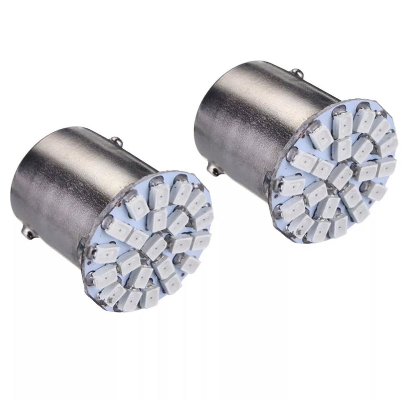 Par de Lâmpadas 2 Polos lanterna traseira Freio Vermelha 22 Leds 12v