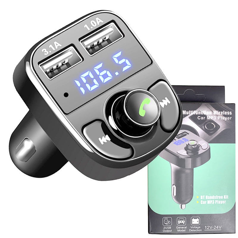 Carregador Carro Transmissor FM Bluetooth Veicular X8 - Mp3, Rádio