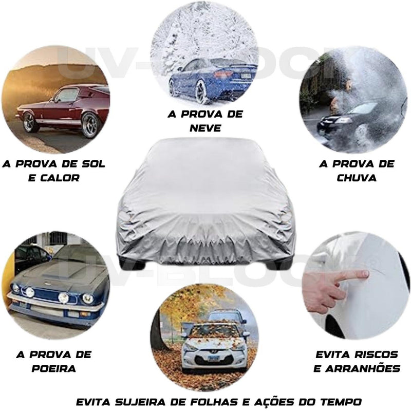 Capa Carro Impermeável Protege Sol Chuva Poeira P M G UV-BLOCK 100% Anti-Uv Modelo Com Anti UV Sem Forro