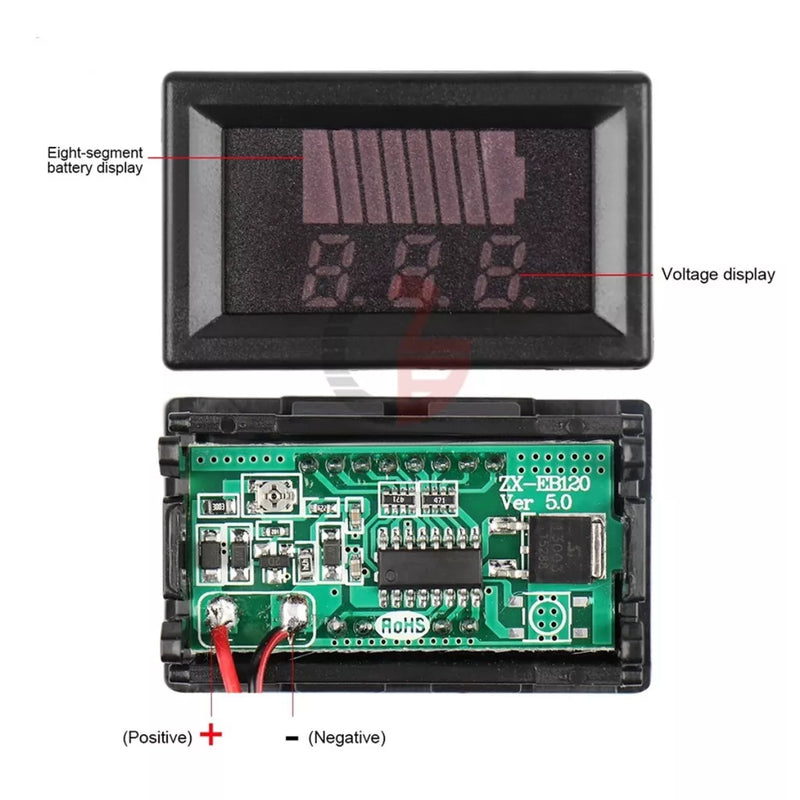 Voltímetro DC Indicador Nível Carga 12v a 60v